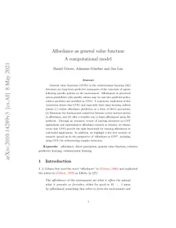 Affordance as general value function: A computational model