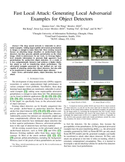 Fast Local Attack: Generating Local Adversarial Examples for Object
  Detectors
