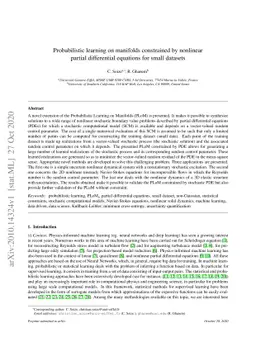 Probabilistic learning on manifolds constrained by nonlinear partial
  differential equations for small datasets