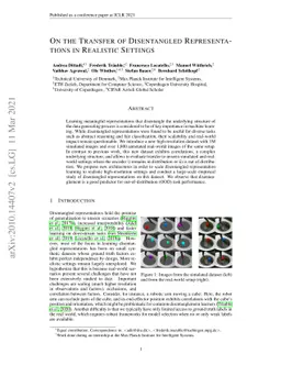 On the Transfer of Disentangled Representations in Realistic Settings