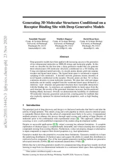 Generating 3D Molecular Structures Conditional on a Receptor Binding
  Site with Deep Generative Models