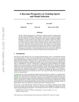 A Bayesian Perspective on Training Speed and Model Selection