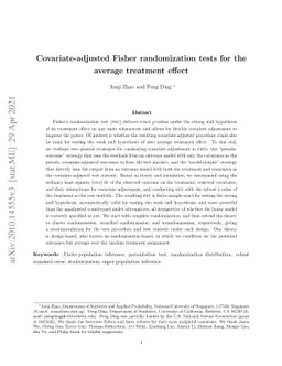 Covariate-adjusted Fisher randomization tests for the average treatment
  effect