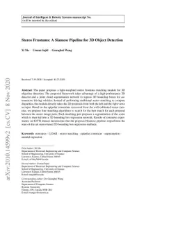 Stereo Frustums: A Siamese Pipeline for 3D Object Detection