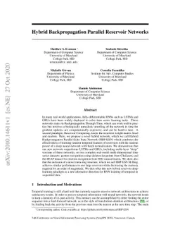 Hybrid Backpropagation Parallel Reservoir Networks