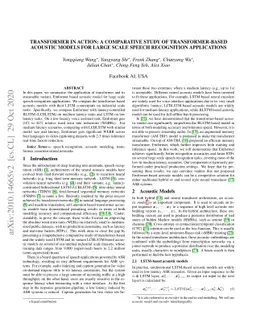 Transformer in action: a comparative study of transformer-based acoustic
  models for large scale speech recognition applications