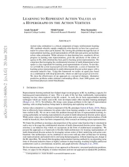 Learning to Represent Action Values as a Hypergraph on the Action
  Vertices