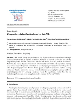 Crop and weed classification based on AutoML
