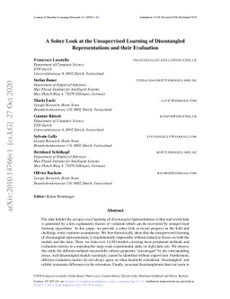 A Sober Look at the Unsupervised Learning of Disentangled
  Representations and their Evaluation