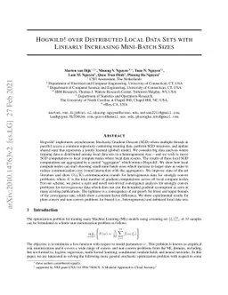 Hogwild! over Distributed Local Data Sets with Linearly Increasing
  Mini-Batch Sizes