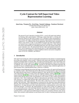 Cycle-Contrast for Self-Supervised Video Representation Learning