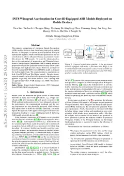 INT8 Winograd Acceleration for Conv1D Equipped ASR Models Deployed on
  Mobile Devices