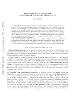 High-dimensional inference: a statistical mechanics perspective