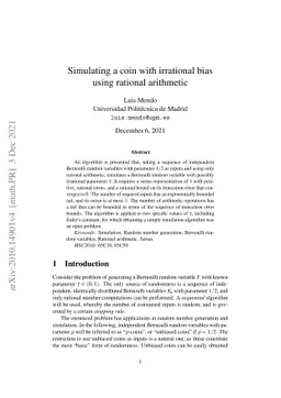 Simulating a coin with irrational bias using rational arithmetic