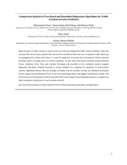 Comparison Analysis of Tree Based and Ensembled Regression Algorithms
  for Traffic Accident Severity Prediction