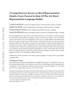 A Comprehensive Survey on Word Representation Models: From Classical to
  State-Of-The-Art Word Representation Language Models