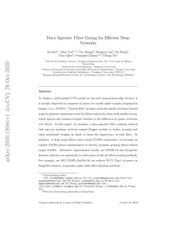 Data Agnostic Filter Gating for Efficient Deep Networks