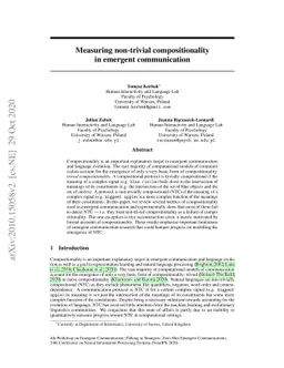 Measuring non-trivial compositionality in emergent communication