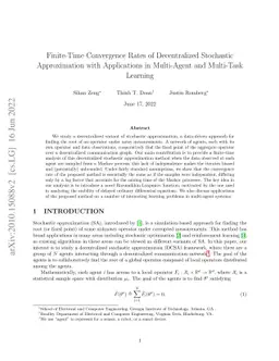 Finite-Time Convergence Rates of Decentralized Stochastic Approximation
  with Applications in Multi-Agent and Multi-Task Learning