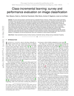 Class-incremental learning: survey and performance evaluation on image
  classification