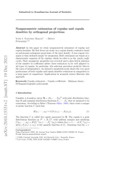 Nonparametric estimation of copulas and copula densities by orthogonal
  projections