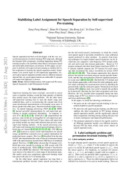 Stabilizing Label Assignment for Speech Separation by Self-supervised
  Pre-training