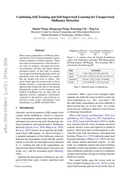 Combining Self-Training and Self-Supervised Learning for Unsupervised
  Disfluency Detection