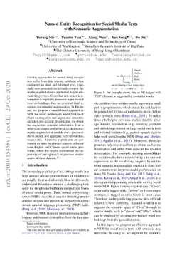 Named Entity Recognition for Social Media Texts with Semantic
  Augmentation