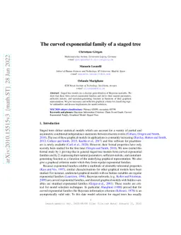 The curved exponential family of a staged tree