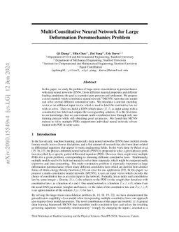 Multi-Constitutive Neural Network for Large Deformation Poromechanics
  Problem