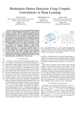 Modulation Pattern Detection Using Complex Convolutions in Deep Learning