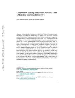Compressive Sensing and Neural Networks from a Statistical Learning
  Perspective