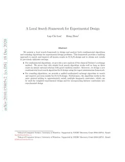 A Local Search Framework for Experimental Design