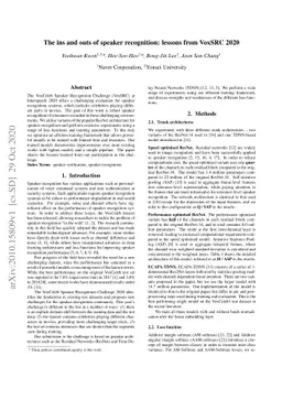 The ins and outs of speaker recognition: lessons from VoxSRC 2020