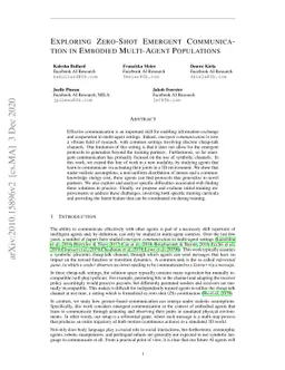Exploring Zero-Shot Emergent Communication in Embodied Multi-Agent
  Populations