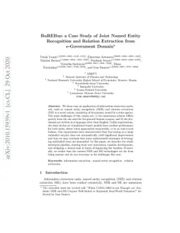 RuREBus: a Case Study of Joint Named Entity Recognition and Relation
  Extraction from e-Government Domain