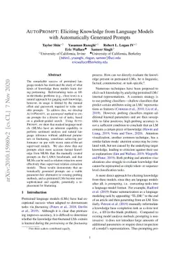 AutoPrompt: Eliciting Knowledge from Language Models with Automatically
  Generated Prompts