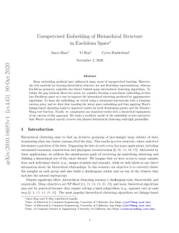 Unsupervised Embedding of Hierarchical Structure in Euclidean Space