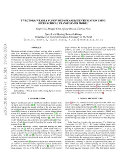 T-vectors: Weakly Supervised Speaker Identification Using Hierarchical
  Transformer Model