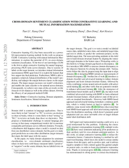 Cross-Domain Sentiment Classification with Contrastive Learning and
  Mutual Information Maximization