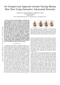 An Unsupervised Approach towards Varying Human Skin Tone Using
  Generative Adversarial Networks