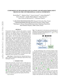 Comparison of Speaker Role Recognition and Speaker Enrollment Protocol
  for conversational Clinical Interviews