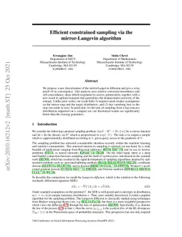 Efficient constrained sampling via the mirror-Langevin algorithm