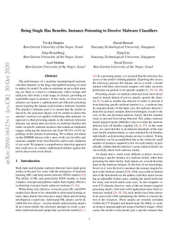 Being Single Has Benefits. Instance Poisoning to Deceive Malware
  Classifiers