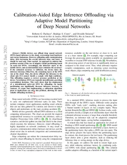 Calibration-Aided Edge Inference Offloading via Adaptive Model
  Partitioning of Deep Neural Networks