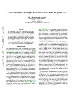 Towards Preference Learning for Autonomous Ground Robot Navigation Tasks