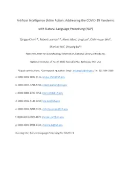 Artificial Intelligence (AI) in Action: Addressing the COVID-19 Pandemic
  with Natural Language Processing (NLP)