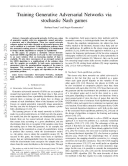 Training Generative Adversarial Networks via stochastic Nash games