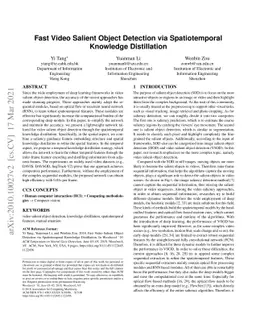 Fast Video Salient Object Detection via Spatiotemporal Knowledge
  Distillation
