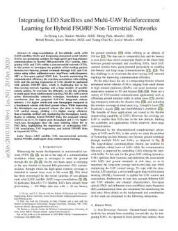 Integrating LEO Satellites and Multi-UAV Reinforcement Learning for
  Hybrid FSO/RF Non-Terrestrial Networks
